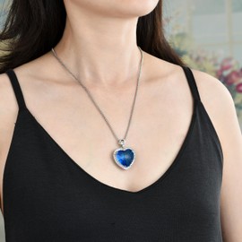 Fukugems Heart Crystal Pendant Necklace for Women, Birthstone Necklace, Birthday or Christmas Holiday Gifts for Mother, Girlfriends, Crystal