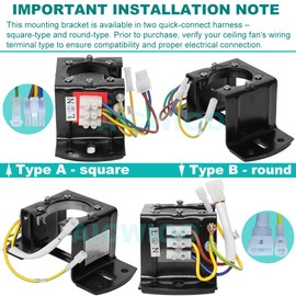Ceiling Fan Mounting Bracket with Integrated Electrical Connections,AICWIOO Carbon Steel Sloped Cathedral Ceiling Canopy Bracket for Living Room,Outdoor Patio,or Porch with Grounding Wire(Type B)