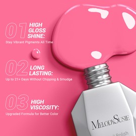 MelodySusie Thick Pink Gel Nail Polish,0.5fl oz Rose Pink Nails Soak Off UV LED Red Pink Gel Polish Christmas Gift for Women Nail Art Manicure Salon DIY Nail Design Decoration at Home-686