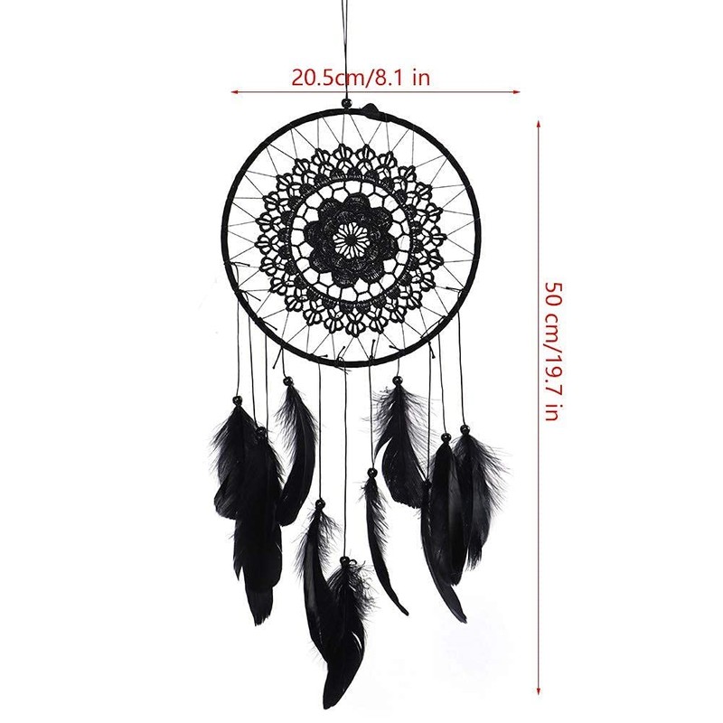 HERCHR Dream Catcher with Feathers,Feather Dream Catcher,Handmade Boho Crochet Lace