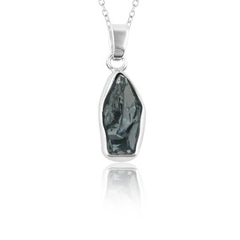 GEMKORA Natural Real Raw London Blue Topaz Crystals Bezel Pendant Necklace, Birthstone, Healing Rough Gemstone, 925 Sterling Silver Jewelry 18 inch (1pendant)