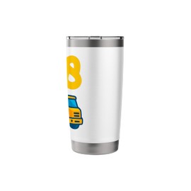 8th Birthday Cement Mixer Truck Concrete Lover I'm 8 Eight Stainless Steel Insulated Tumbler