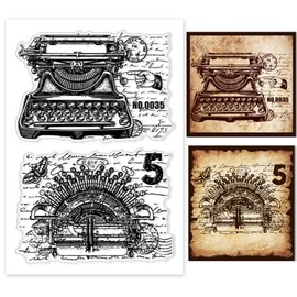 PH PandaHall Typewriter Clear Stamp for Card Making Vintage Retro Machines Rubber Stamp Transparent Craft Stamp Seal Stamp for DIY Scrapbooking Stamp Paper Photo Album Crafts