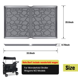 VOONKE All Weather Silica Mat for Wonderfold Wagon W4 Models, Compatible with Wonderfold Stroller Wagons to Protect from Sand, Dust and Water，Stroller Cart Mat Accessory 33.8 * 20.6 * 0.78in（Grey）
