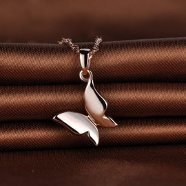 Unendlich U Niedlich Schmetterling Damen Mädchen Halskette 925 Sterling Silber Anhänger Kette mit Anhänger, Rosegold