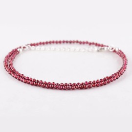 Natural Garnet Gemstone Full Beaded Choker Necklace, Energy Healing Crystals, Silver Plated Chain, Gift for Women, January Birthstone, Gemstones Jewelry, Christmas Gift, 18 inch