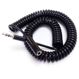 Rosebe 3.5mm Coiled Cable, 3.5mm 3 Pole Male to Female Stereo Audio Cable Coiled Aux 3.5 Audio Cord Telescopic for Devices with 3.5mm DC Plug, Aux Cable