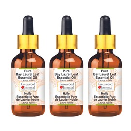 Greenwood Essential Natural Laurus Nobilis Essential Oil with Glass Dropper Steam Distilled 100 ml x 3 (10 oz)