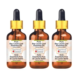Greenwood Essential Natural Laurus Nobilis Essential Oil with Glass Dropper Steam Distilled 100 ml x 3 (10 oz)