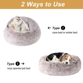 WgoogW Dog Beds for Small Dogs, Cat Bed Cave, Washable Cute Cat Bed, Cozy Nook Pet Bed for Dogs or Cats, Anti-Slip Puppy Bed for Small Medium Pets (Coffee, 20" x 20")