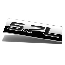 Auto Dynasty Chrome Finish Metal Emblem 5.7L Badge, (Black Letter)