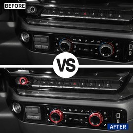 Voodonala Radio AC Knobs Air Conditioner Switch Button Center Console Switch Knob Cover Trim for Chevy Silverado GMC Sierra 2022-2023+Accessories Aluminum Alloy Red