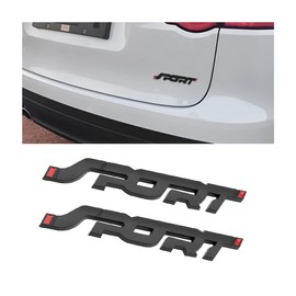 2PCS 3D Metal Car Sport Sticker, Car Side Fender Rear Trunk Emblem Badge Decals, Auto Tailgate Sport Logo Decoration Accessories, Compatible for All Truck SUV Pickup Models (Black)