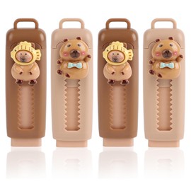 FloralGrace Pack of 4 Capybara Retractable Erasers, Capybara Eraser with Eraser Refills, Retractable Eraser for Children, Students