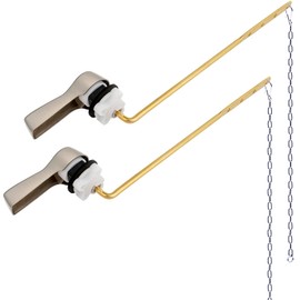 Hibbent 2 Pack Universal Front Mount Toilet Handle Tank Flush Lever Replacement Handle with 2 Pieces Stainless Steel Flapper Chains for Most Front Mount Toilets- Brushed Nickel Finish Toilet Handle