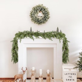 Gomat 6Ft Christmas Pine Garland, Christmas Greenery Garland Realistic Cedar Artificial Cypress Garland for Holiday Mantel Fireplace Table Centerpiece Decor