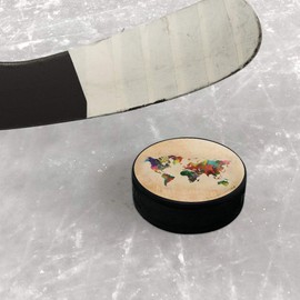 GRAPHICS & MORE Colorful Rainbow Map of The World Earth Globe Ice Hockey Puck