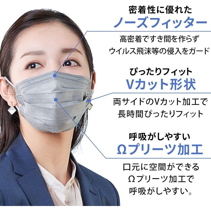 Iris Ohyama APN-60LW Mask, Non-woven Fabric, Pleated Mask, Color Mask,