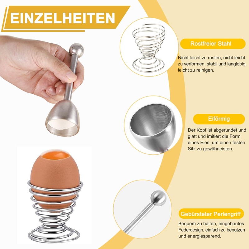 Edelstahl Eierköpfer Set, Eieröffner Werkzeug, Eierschneider, Eierpiekser, Eierlocher, Eierstecher Eipicker,