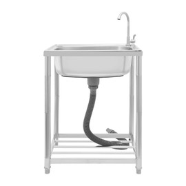 Stainless Steel Kitchen Single Bowl Utility Sink Free Standing Single Bowl Kitchen Sink,110lbs Capacity & Storage Shelf, for Garage/Workshop (23.6'' x 17.7'' x 32.3'')