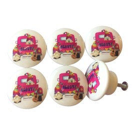 Twisted R Design Set of 6 Groovy Gnome Truck Wood Cabinet Dresser Kids Nursery Drawer Knobs