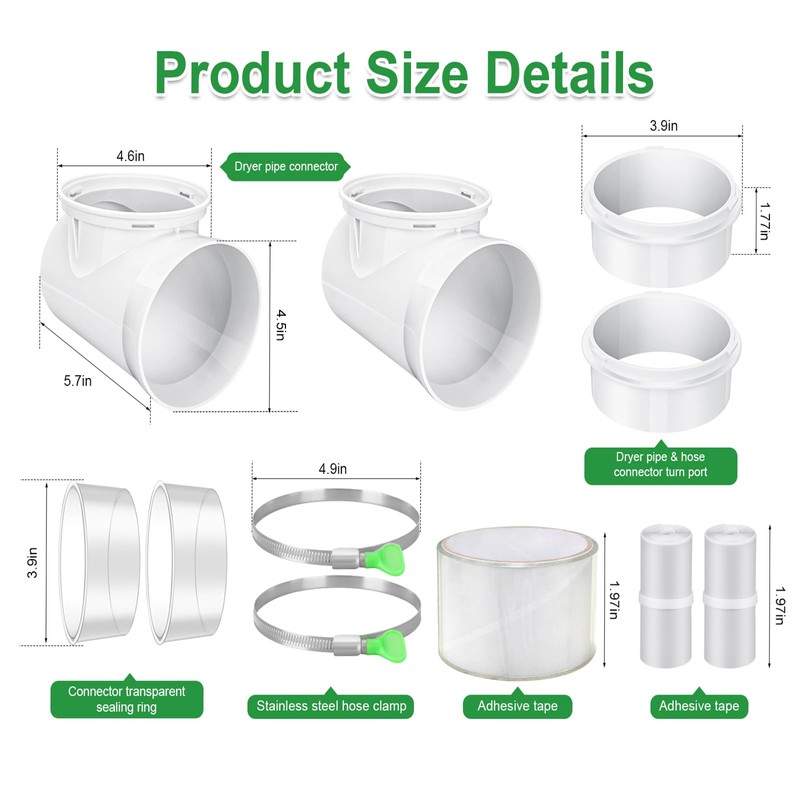 90 Degree Dryer Vent Elbow(2 Pcs),Dryer Vent Duct Connector Kit,90