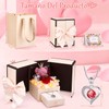 Nasjac Flor Rosa Eterna,Collar y Pendientes,Oso LED,Regalo Ideal para Mujer