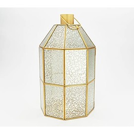 Martha Stewart 16" Metal and Mercury Glass Lantern Gold CN1
