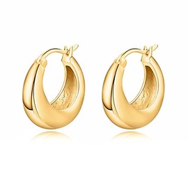 925 silver earrings for women with smooth texture. Hoop earrings made of 925 silver for women or 18 carat gold, ideal as a gift for Mother's Day, earrings girls, jewellery women, Gold - silver, No