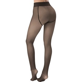 Malaxlx Womens Winter Black Tights Fleece Lined Pantyhose Warm Leggings Thicken Fake Translucent Tights Elastic Control Top Pantyhose