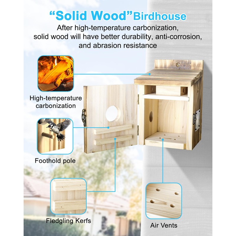 Bird House with Camera Solar Powered,2K HD Wi-Fi Bird Watching,