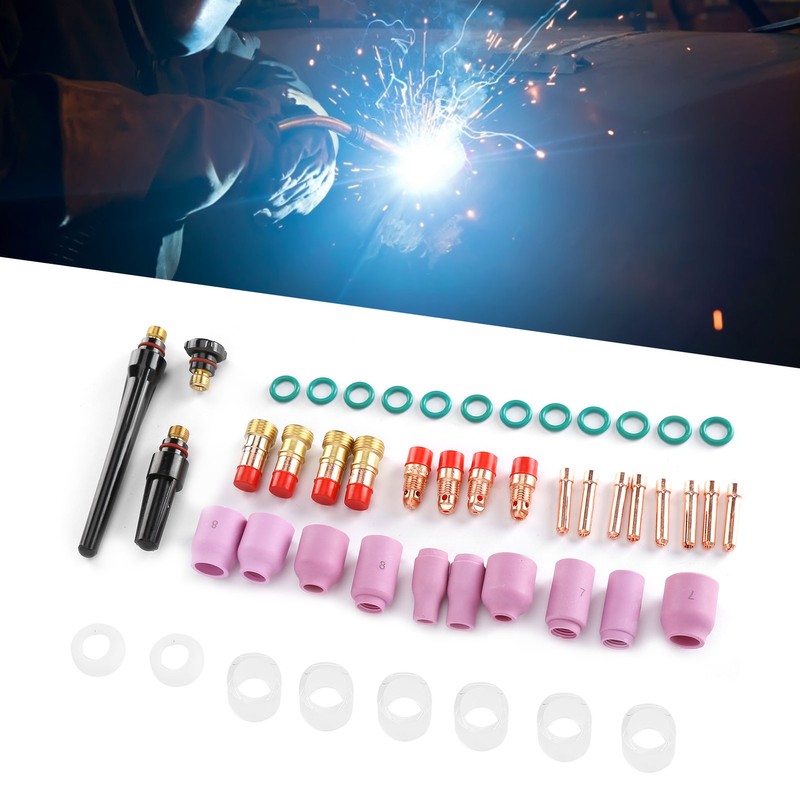 49Pcs TIG Welding Torch Kit Collets Ceramic Nozzles Cups Replacement