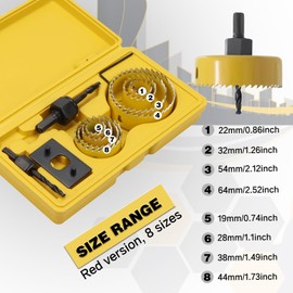 Wkmamo 13 Pcs Hole Saw Cutter Kit,Carbon Steel Downlights Drill Bit Tools 19-64mm for Wood, Plasterboard, Density board (Yellow 13pcs)