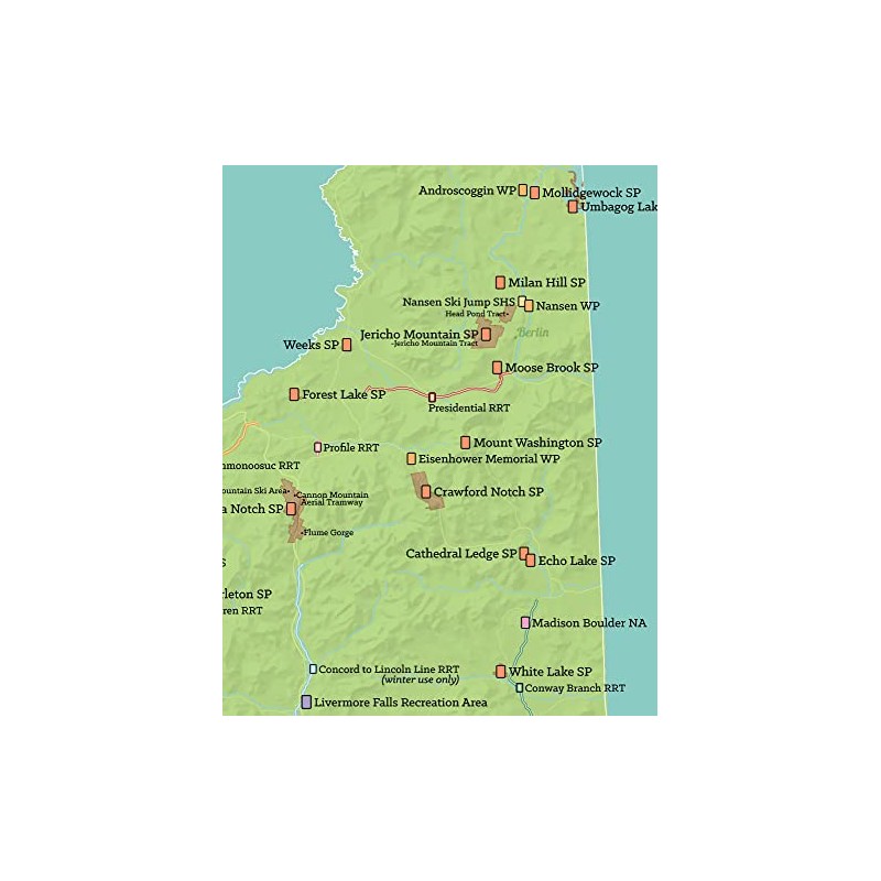 New Hampshire State Parks Map 11x14 Print (Green & Aqua)