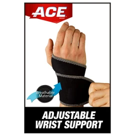 ACE Brand Adjustable Compression Wrist Support, Moderate Support for Weak, Sore or Injured Joints, Wrist Support Conforms to Wrist, One Size Fits Most