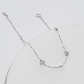 Meissa Armband für Frauen Sterling Silber Cute Flower Armband Tiny Ball Floral Gold Armband Mädchen Schmuck Geschenk, Silber