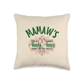 Grandma's Christmas Bakery Mamaw's Good Old Fashioned Christmas Candy Canes Sweet Throw Pillow, 16x16, Multicolor