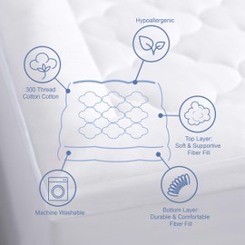Allied Essentials Classic Clouds Mattress Pad, Twin, White