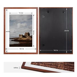HOMESEVEN A2 Poster Frame, A2 Picture Frame (16.5 x 23.4 inches), Solid Wood Brown Poster Frame-Horizontal and Vertical Wall Hanging for Home, Exhibition, Caffe(Brown)