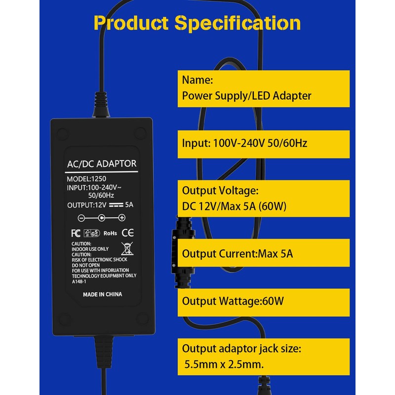 YM E-Bright Power Supply 12V 5A Power Supply DC /