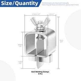 Glarks 8pcs 27.3 x 55mm Butt Welding Clamps, Auto Body Panel Clamps, Small Sheet Metal Clamp, Carbon Steel Panel Clamps for Edge to Edge Welding