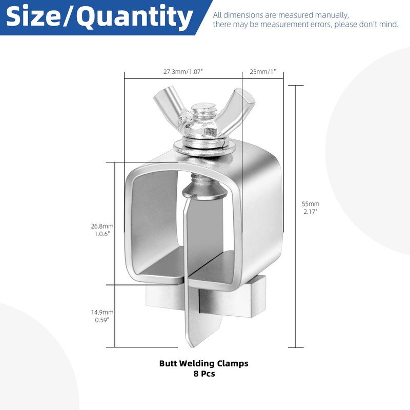Glarks 8pcs 27.3 x 55mm Butt Welding Clamps, Auto Body