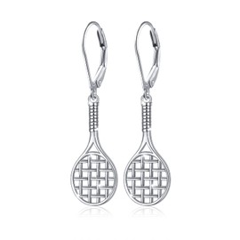 925 Sterling Silver Tennis Racket Sport Drop Dangle Earrings Gifts for Women Girls Tennis lover