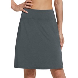 BALEAF Women's 20" Golf Skirts Knee Length Skorts Athletic Modest Long Acitive Casual Pockets UV Protection Gray M