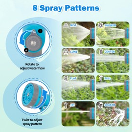 AUTOMAN Garden Hose Nozzle, 8 Patterns Garden Hose Sprayer, Heavy Duty High Pressure Water Hose Nozzle for Pets Bathing and Cleaning, Car Washing, Watering Plants in Lawn and Garden & Outdoor Fun.