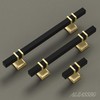 Alzassbg 6 Pack Matt Black and Gold Cabinet Knobs, 2