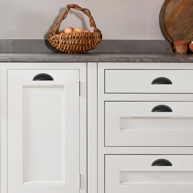 khtumeware 2 Pack 5" Drawer Pulls Matte Black Cabinet Cup