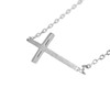 Spinningdaisy Handcrafted Brushed Metal Sideway Cross Necklace Silver