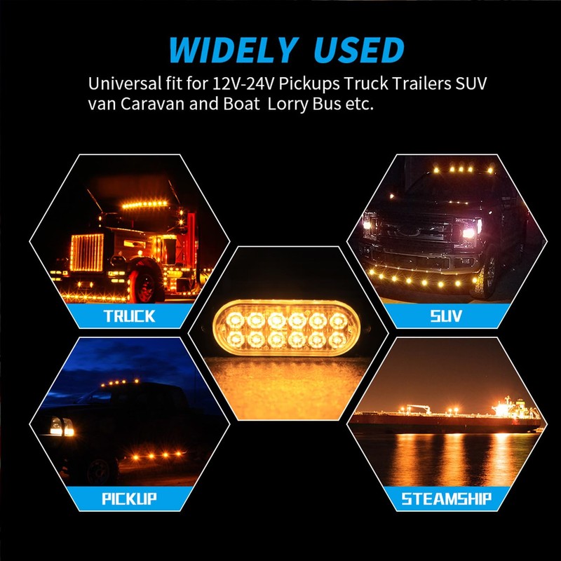 20 Pcs Oval Amber/White Dual Color LED Strobe Lights -