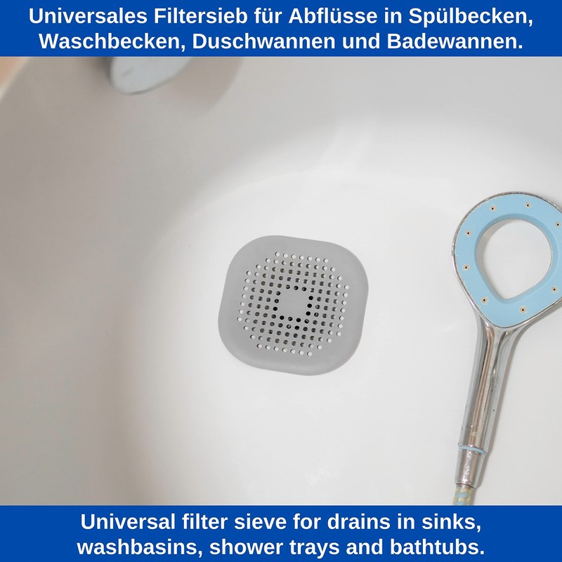 Universal Drain Strainer, Set of 2, Grey, Made of TPR